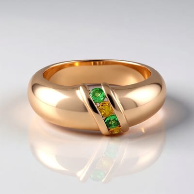 Cavill - Zilveren Ring met Tanzania Tsavoriet en Gele Saffier - 925 Sterling Zilver Roségoud Verguld - Moderne Edelsteenring - Comfortabele Pasvorm