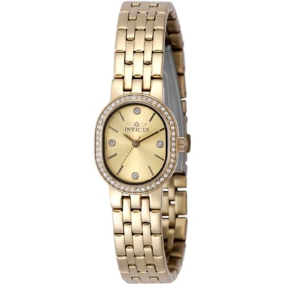 Invicta Angel 48135 Dames Horloge - Quartz Uurwerk - Roestvrij Staal met gouden Wijzerplaat - 20mm