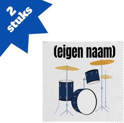 Akyol - drumstel met eigen naam brillendoekjes - Drummen - muziek liefhebbers - drummers - verjaardag - cadeau - kado - - 17,8 bij 17,8 cm - 2 stuks