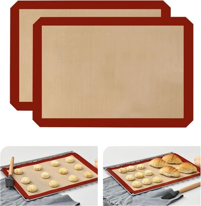 Bakmatten, tweedelige siliconen bakmattenset, met antiaanbaklaag, duurzaam en herbruikbaar, 42*29,5 cm