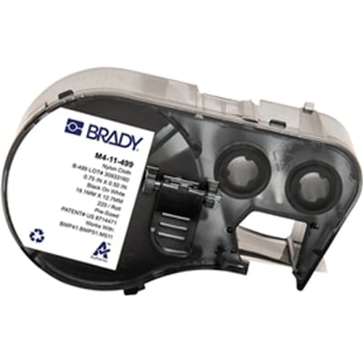 Brady M4-11-499 nylonweefsel labels zwart op wit | 19,05 mm x 12,7 mm (origineel)