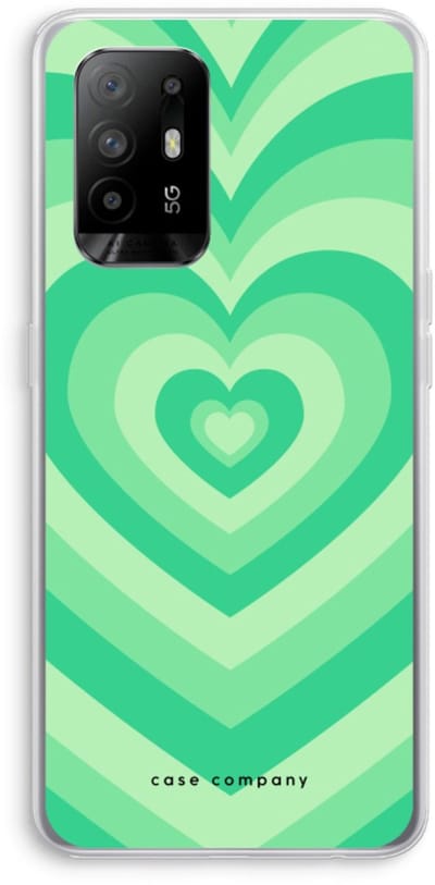 Case Company® - Hoesje geschikt voor Oppo A94 5G hoesje - Hart Groen - Soft Cover Telefoonhoesje - Bescherming aan alle Kanten en Schermrand