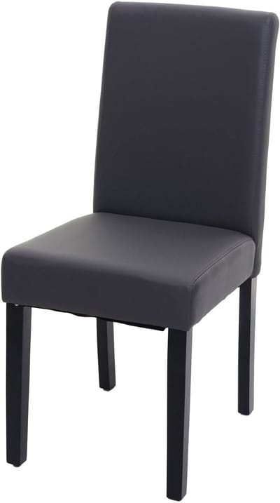 Eetkamerstoel Littau, keukenstoel, kunstleer ~ grijs mat, donkere poten
