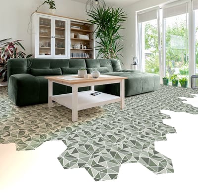 Antislip vloerstickers met beschermlaag - TERRAZZO HEXAGONES PRATAMENO - 40x90cm - 10 zeshoekige stickers 20x18cm