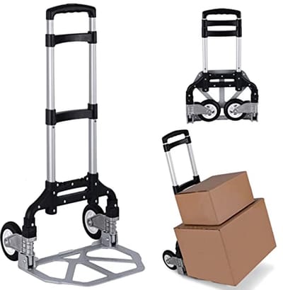 Opvouwbare steekwagen met telescopische handgreep en rubberen wielen – Draagbare handwagen tot 79 kg