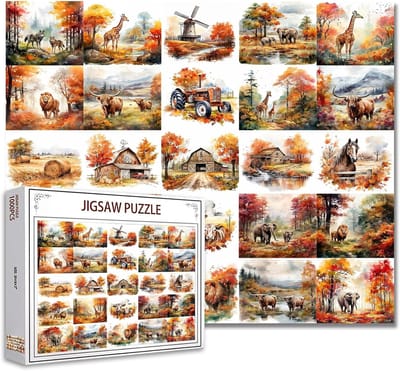 Legpuzzel 1000 Stukjes - Volwassen Puzzel - Ontspanning Thuis - Gedetailleerd Aquarel Design - 69 x 51 cm - Herfstlandschap
