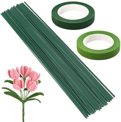 Bloemendraad Set - Bloemisten Draad - Bloemstukken Maken - Flexibele Groene Coating - 80 Stuks 30cm - Groen