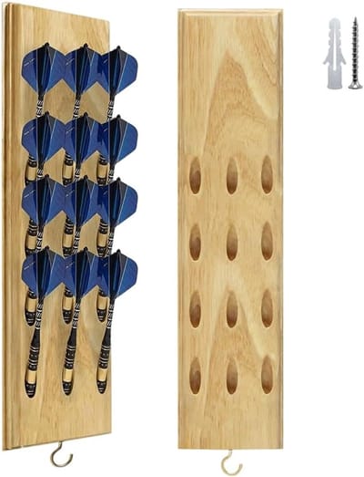 Houten Dart Houder voor 12 Darts, Wandmontage Dart Houder, Opslag voor Stalen en Zachte Darts, Dart Accessoires en Organisatie