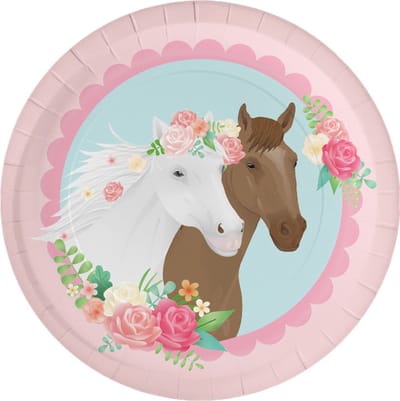 Kartonnen wegwerp bordjes met paarden 8 stuks - PD PARTY - Bordjes Horses 23cm - 8st