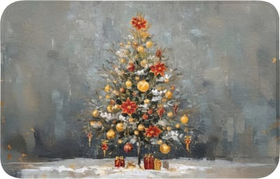 Badmat 80x50 cm - Antislip - Kerstboom - Cadeaus - Rood - Goud - Badmatten voor badkamer - Badkamermat - Douchemat - Badkamer mat