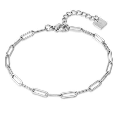Twice As Nice Armband in edelstaal, ovale schakels, 3 mm 16cm+3cm