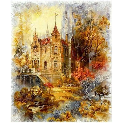 5D Diy volledige ronde diamant schilderij kasteel diamant borduurwerk kruissteek mozaïek bruiloft decoratie 20X30CM brown