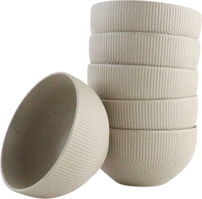 OTIX Soepkommen - Zonder Oor - Set van 6 - Schaaltjes - 600ml - Caramel - Beige - Aardewerk - TEAK