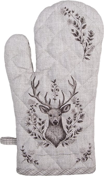 Clayre & Eef Ovenwant 18x30 cm Beige Katoen Hert