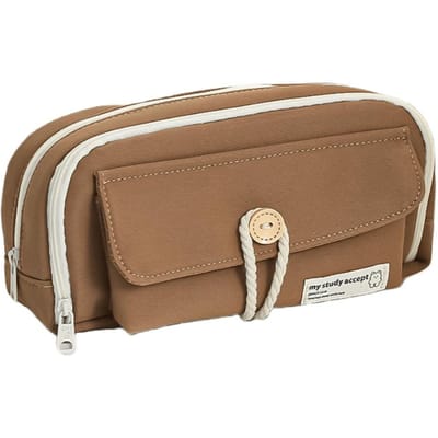 Trousse à crayons mignonne pour étudiant, sac de papeterie en coton avec boutons, sac de rangement de grande capacité pour fournitures scolaires, étui à stylos pour enfants