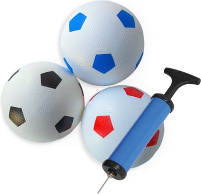 Jobber Toys - 3 x Voetbal met pomp - Lichtgewicht Inclusief ballenpomp