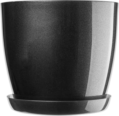 KADAX Bloempot, plantenpotset met onderschotel, plastic bloemenbak, ronde plantenpot voor binnen, bloempot voor bloemen en kamerplanten, kruidenpot (set 3: 18 cm, antraciet)