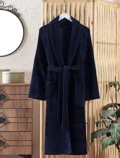 Lubna Home Triga Badjas L-XL Zachte Katoen Triga Badjas L/XL DONKER BLAUW