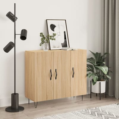 vidaXL - Dressoir - 90x34x80 - cm - bewerkt - hout - sonoma - eikenkleurig