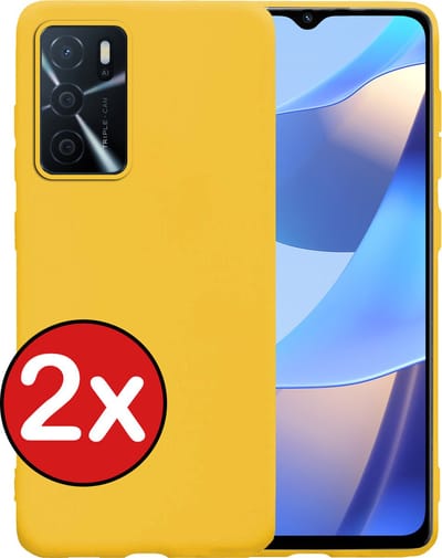 Hoesje - 2 Stuks - Geschikt voor OPPO A16 - Sterk & Shockproof - Telefoonhoes - Back Cover - Case Siliconen - Telefoon Hoes - Geel