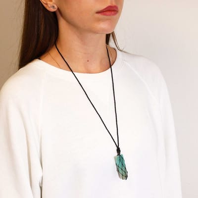 Geregen edelsteen platte punt hanger - Amazoniet