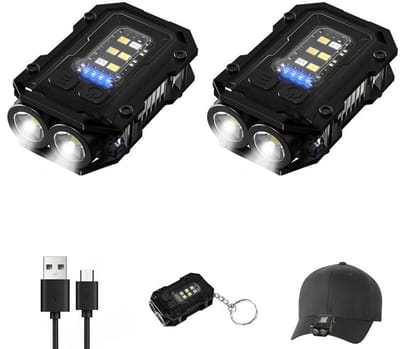 KZQ kleine zaklamp - Sleutelhanger zaklamp - 900 lumen LED-zaklamp met hoge intensiteit - Sleutelhangerlamp - Waterdichte zaklamp - Met rode en blauwe flits-Set van 2 [Energie-efficiëntieklasse A++]
