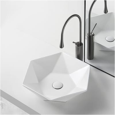 Wastafel Keramiek - Opbouwspoelbak - Badkamer Upgrade - Stootvast Materiaal - 48 x 41 cm - Wit