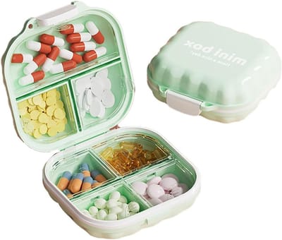 Pillendoos met 7 Compartimenten voor Medicijnen - Draagbare Reispillendoos voor Tabletten en Dagelijkse Zorg, Groen