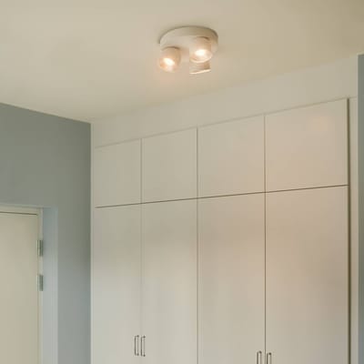 Nordlux Downlight Pitcher, wit/zilver, 3-lamps, rond, metaal
