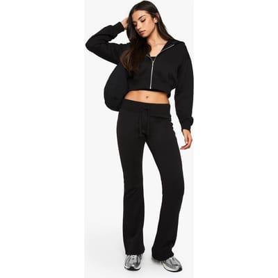 boohoo Dames Shrunken Flared Jogger 3 Piece Tracksuit | Black | Maat: Large