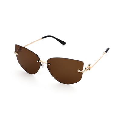 Cat-eye zonnebril met bruine glazen in goudkleurig frame