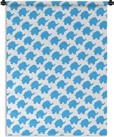 Wandkleed - Wanddoek - Blauw - Olifant - Design - 150x200 cm - Wandtapijt