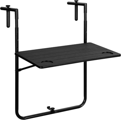 Opklapbare Balkontafel - Wandhangend Tafel - Buiten Zitten - 3 Niveaus Verstelbaar - 60 x 36 cm - Zwart