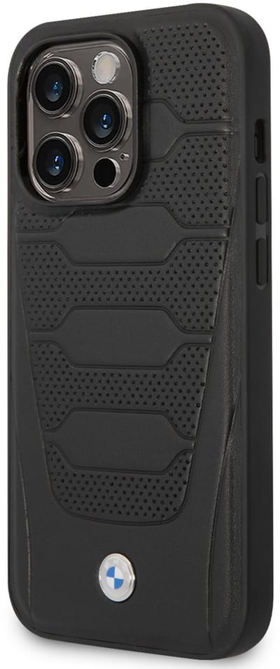 BMW Leather Seats Pattern Back Case - Geschikt voor Apple iPhone 14 Pro Max (6.7") - Zwart