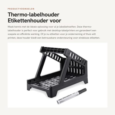 Dailygoods- Labelhouder Zelfklevend - Etikethouder - Accessoires voor Desktop-Labelprinters - Eenvoudig te Installeren - Compatibel met Thermische Printers - Inclusief Reinigingsstift - Etikettenhouder