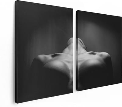 Artaza Canvas Schilderij Tweeluik Vrouwen Borsten - Erotiek - Zwart Wit - 120x80 - Foto Op Canvas - Canvas Print