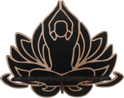 VHV - Wandplank - Zwevende plank - Houten wandrek - Lotus vorm - Wanddecoratie - Voor slaapkamer, woonkamer en keuken - Voor kaarsen en decoratie - Zwart