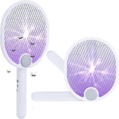 Vliegenmepper 3-in-1 opvouwbaar elektrisch 2200 V USB oplaadbaar 1200 mAh muggenracket voor binnen en buiten