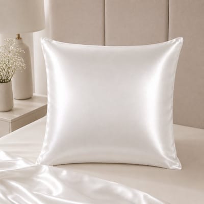 PolkaHome Satijnen Kussensloop met Elastisch Koord - Zacht en Ademend - 50x50 cm - Wit - 1 Stuk