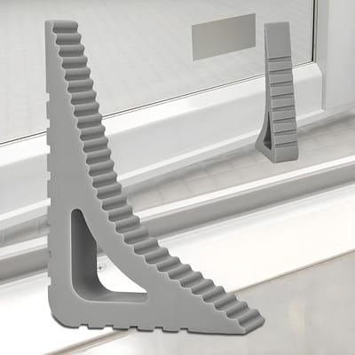 Deurstopper Set - Raamklemmen - Klemmen Voorkomen - Niet-slip Ontwerp - 2 Stuks - Grijs