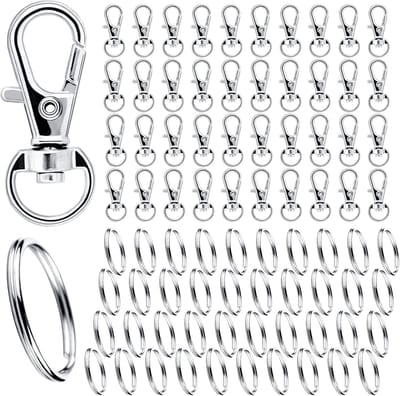Sleutelhanger Ringen Set - 80 Stuks | 40 Sleutelringen & 40 Karabijnhaken | Zilver | Voor DIY Sieraden & Sleutelhangers