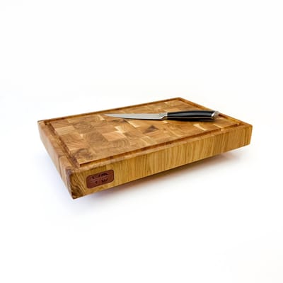 Blocks & Boards - Butcher Block VD5 - Kopshouten Hakblok - Handgemaakt in Nederland van 100% massief Eiken - Afm. 42x28x5cm Met Sapgoot