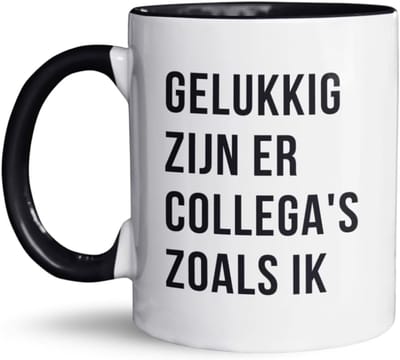Grappige Mok 325 ml met Quote “Gelukkig Zijn Er Collega’s Zoals Ik” – Keramische Koffiemok / Theebeker – Humor Cadeau voor Werk, Kantoor & Thuis – Dubbelzijdig Bedrukt – Vaatwasser- en Magnetronbestendig