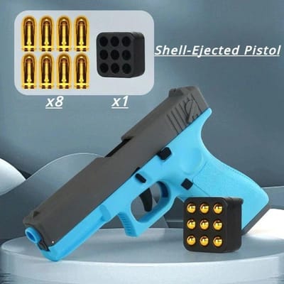 Pistolet Jouet Blaster à Éjection Automatique de Douilles Modèle Accessoires Pour Adultes Enfants Jeux Extérieurs Cs Accessoire Interactif Cadeaux Pour Garçons bleu