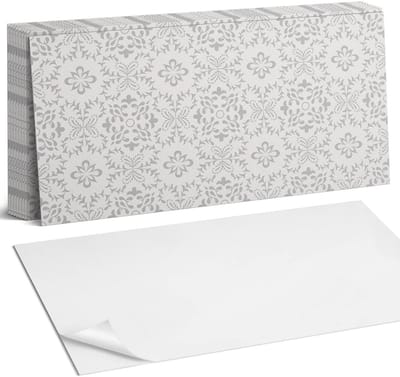 Coloray Plaktegels - Bloemenpatroon met details Zelfklevende Wandtegels - 40 cm x 20 cm - Grijs Plaktegels - 10 stuks - Rechthoek PVC Tegels - Plaktegels Badkamer - Vloertegels Zelfklevend - Vinyl Tegels - Portugese Tegels