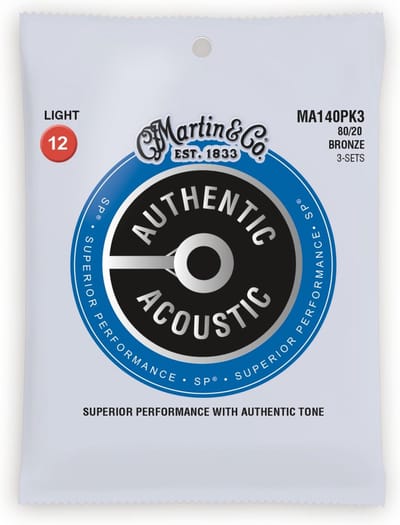Martin MA140PK3 Snaren voor Akoestische Gitaar (12-54) Bronze, Light 3-Pack