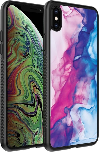 Smartphonica Telefoonhoesje Geschikt voor iPhone Xs Max met Roze Blauw Marmer Opdruk - TPU Backcover Case Rose Blue Marble Design geschikt voor iPhone Xs Max