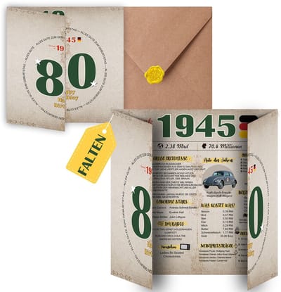 Dailygoods- Verjaardagskaart 60 jaar - Opklapbare Grote - Inclusief Envelop - Vintage Ontwerp - Persoonlijk Cadeau - 300 g/m² Papier - Geboortekaart