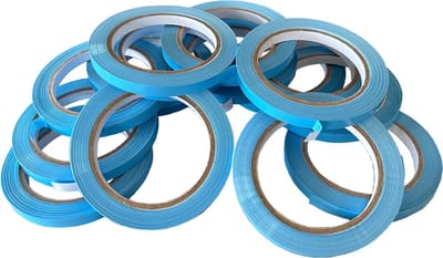 Kortpack - PVC-Tape 9mm breed x 66mtr lang - Blauw - 16 rollen - Kerndiameter: 76mm - Verpakkingstape - Tape voor Zakkensluiter - (020.0002)