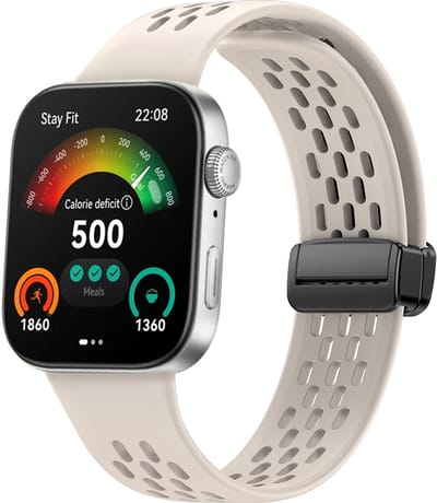 Stravo Sportief Siliconen Horlogebandje met Magnetische Sluiting – Geschikt voor Huawei Watch Fit 5 / Watch Fit 5 Pro / Watch Fit 4 / Watch Fit 4 pro / Watch Fit 3 – Ademend & Comfortabel Horlogeband – Starlight